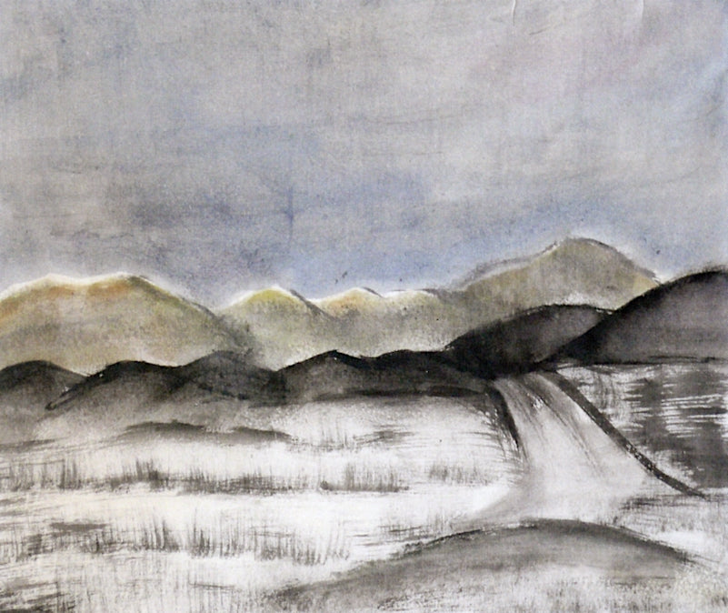 Path among a Chain of Yellow Dunes, vintage artwork by Anita Ree, 12x8" (A4) Poster