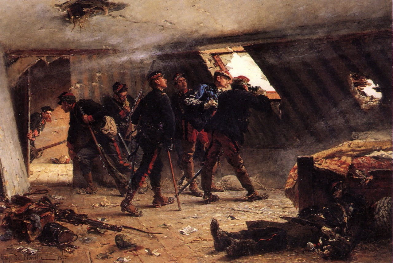 Episode from the Franco-Prussian War, vintage artwork by Alphonse-Marie-Adolphe de Neuville, 12x8" (A4) Poster