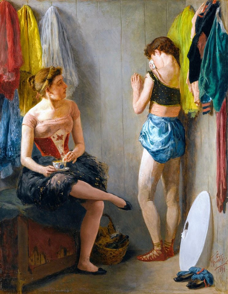 During the Interval, vintage artwork by Mikhail Konstantinovich Klodt, 12x8" (A4) Poster