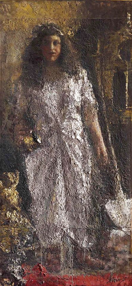 L'Angelo che costruisce una cattedrale by Antonio Mancini,A3(16x12")Poster