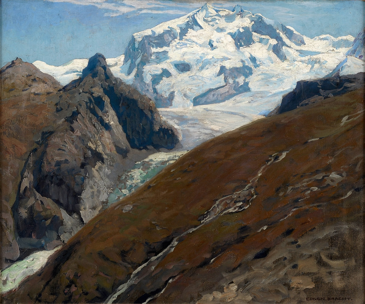 Monte Rosa from the Schwarzsee, vintage artwork by Eugen Felix Prosper Bracht, 12x8" (A4) Poster
