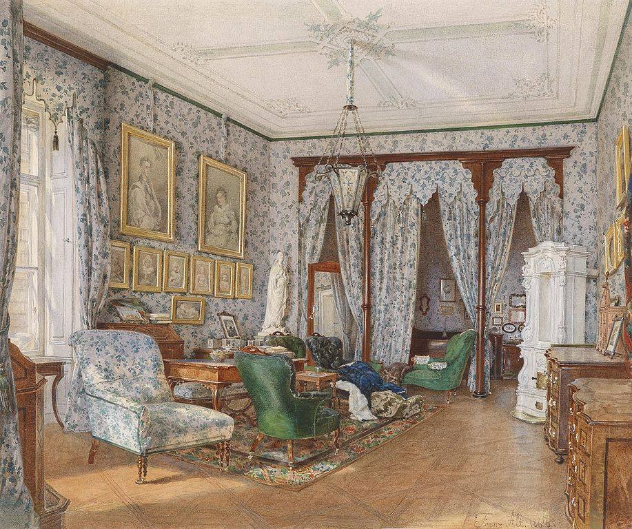 A Drawing Room, vintage artwork by Franz von Alt, A3 (16x12") Poster Print