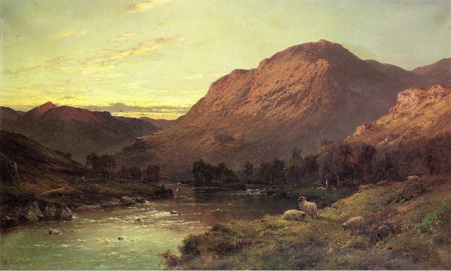A Salmon River in Scotland, vintage artwork by Alfred de Breanski, Sr., 12x8" (A4) Poster