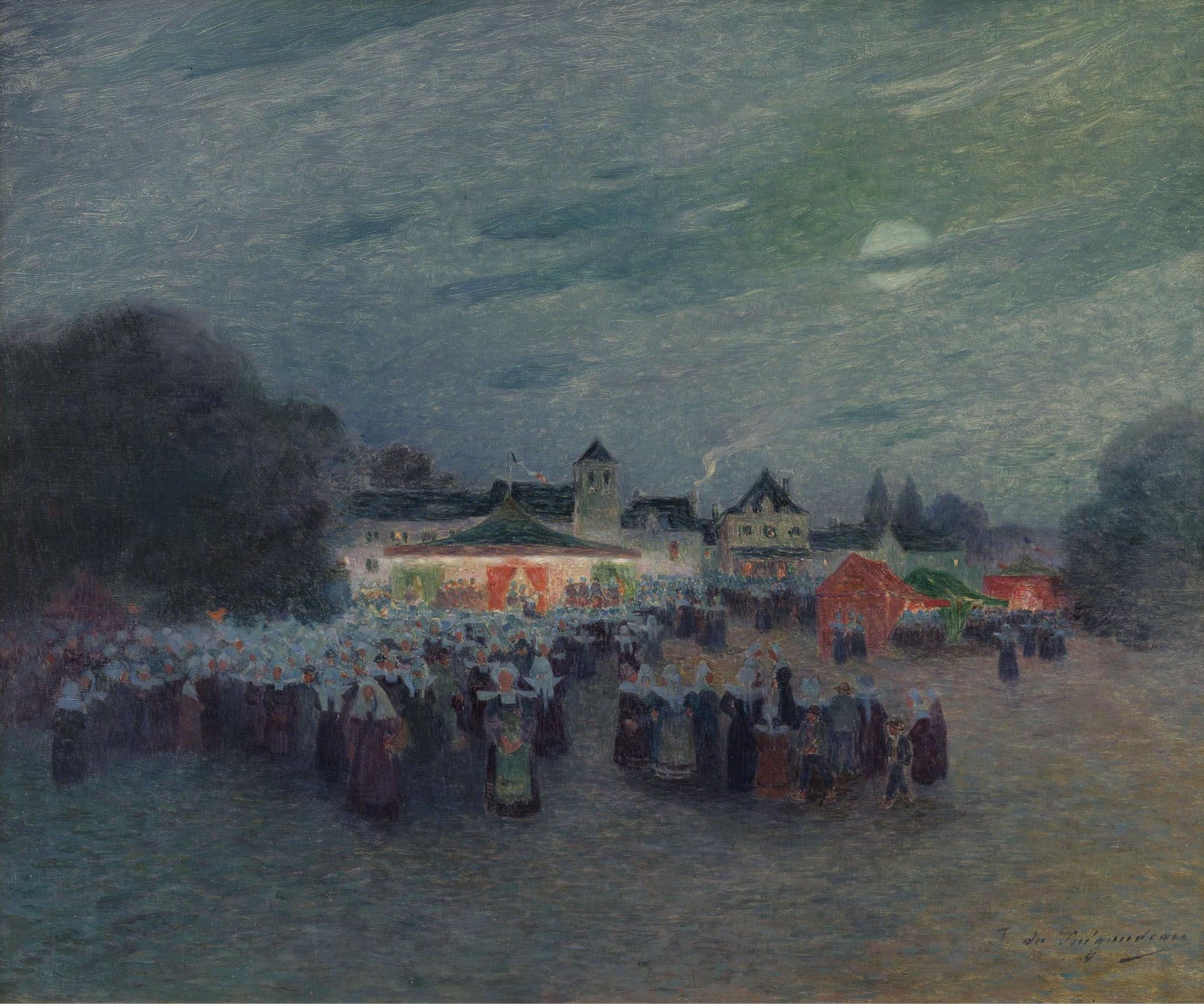 Manege under the Moon, vintage artwork by Ferdinand du Puigaudeau, 12x8" (A4) Poster