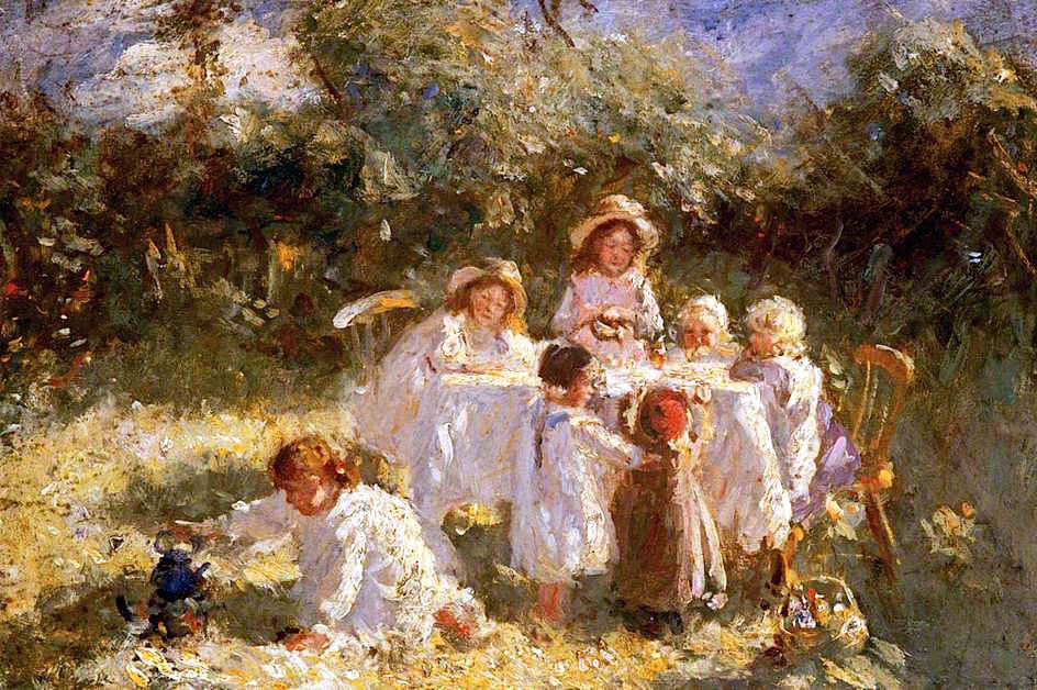 The Young Arcadians, vintage artwork by Robert Gemmell Hutchison R.S.A. R.S.W., 12x8" (A4) Poster