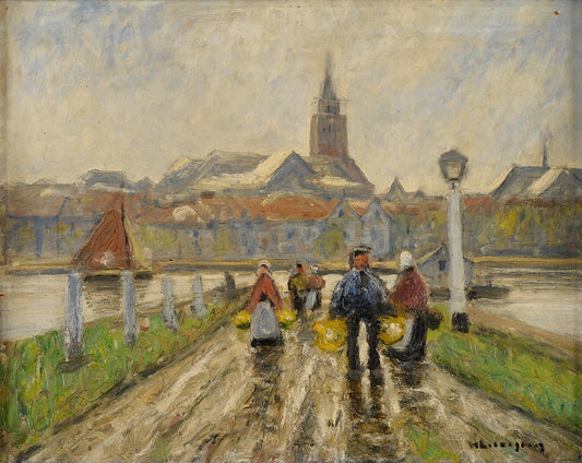 Dutch city view, vintage artwork by Helmut Liesegang, 12x8" (A4) Poster