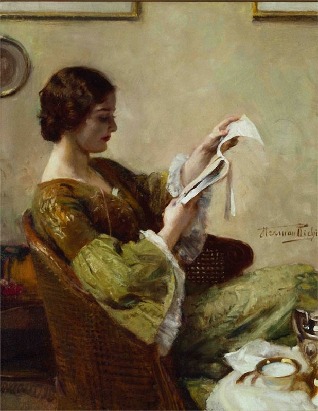 Young Woman Reading by Herman Jean Joseph Richir,16x12(A3) Poster