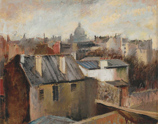 The Roofs of Paris, vintage artwork by Vera Rockline, 12x8" (A4) Poster