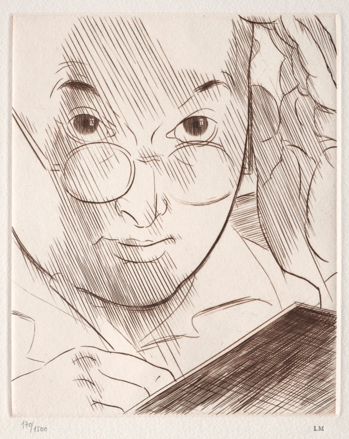 Self-Portrait, 'Marcoussis Engraving', vintage artwork by Louis Marcoussis, 12x8" (A4) Poster