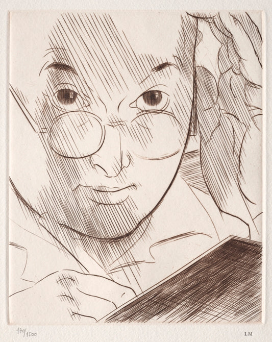 Self-Portrait, 'Marcoussis Engraving', vintage artwork by Louis Marcoussis, 12x8" (A4) Poster