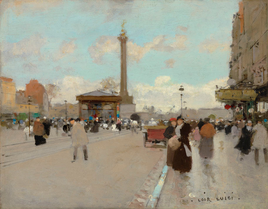 Place of the Bastille, vintage artwork by Luigi Loir, 12x8" (A4) Poster