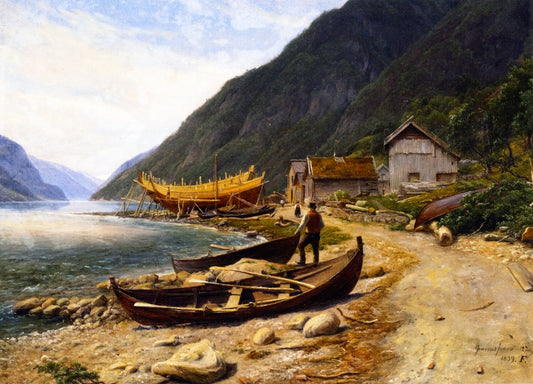 Gravensfjord, vintage artwork by Thomas Fearnley, A3 (16x12") Poster Print