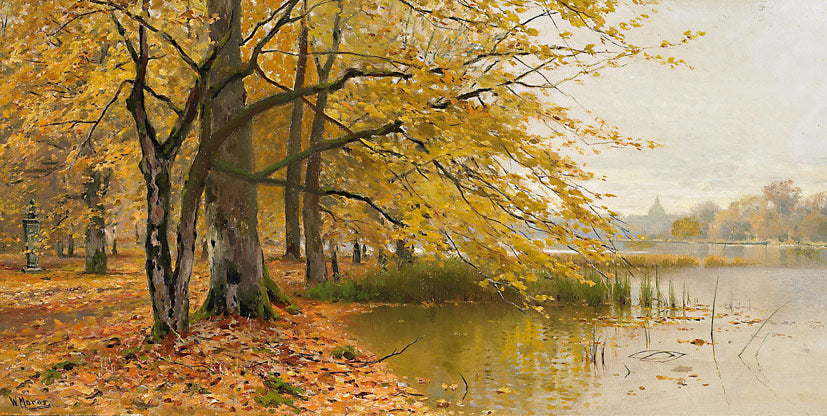 Autumn Day in Potsdam, vintage artwork by Walter Moras, 12x8" (A4) Poster