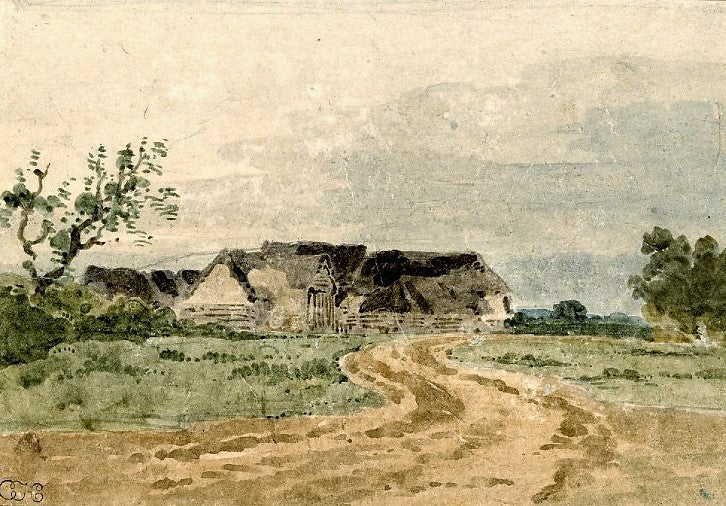 A Farm beyond a Field, vintage artwork by Thomas Girtin, 12x8" (A4) Poster