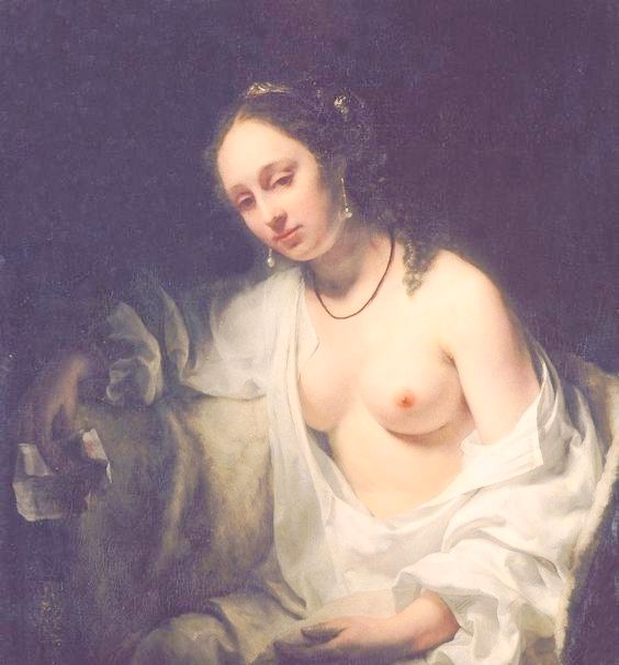 Bathsheba receiving David's Letter, vintage artwork by Willem Drost, 12x8" (A4) Poster