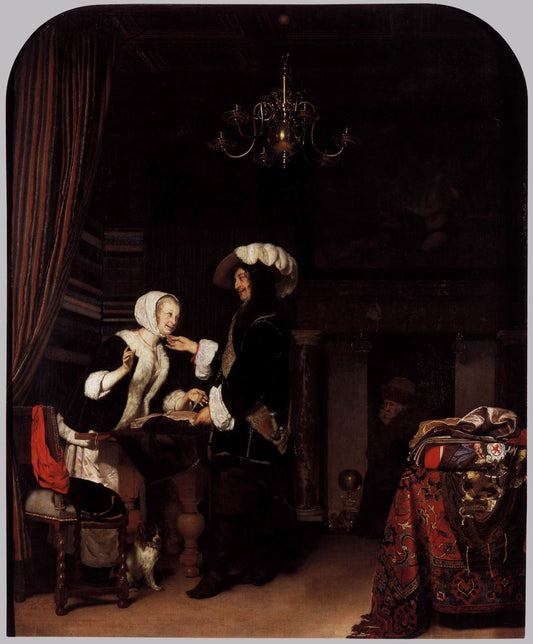 The Cloth Shop, vintage artwork by Frans van Mieris the Elder, 12x8" (A4) Poster