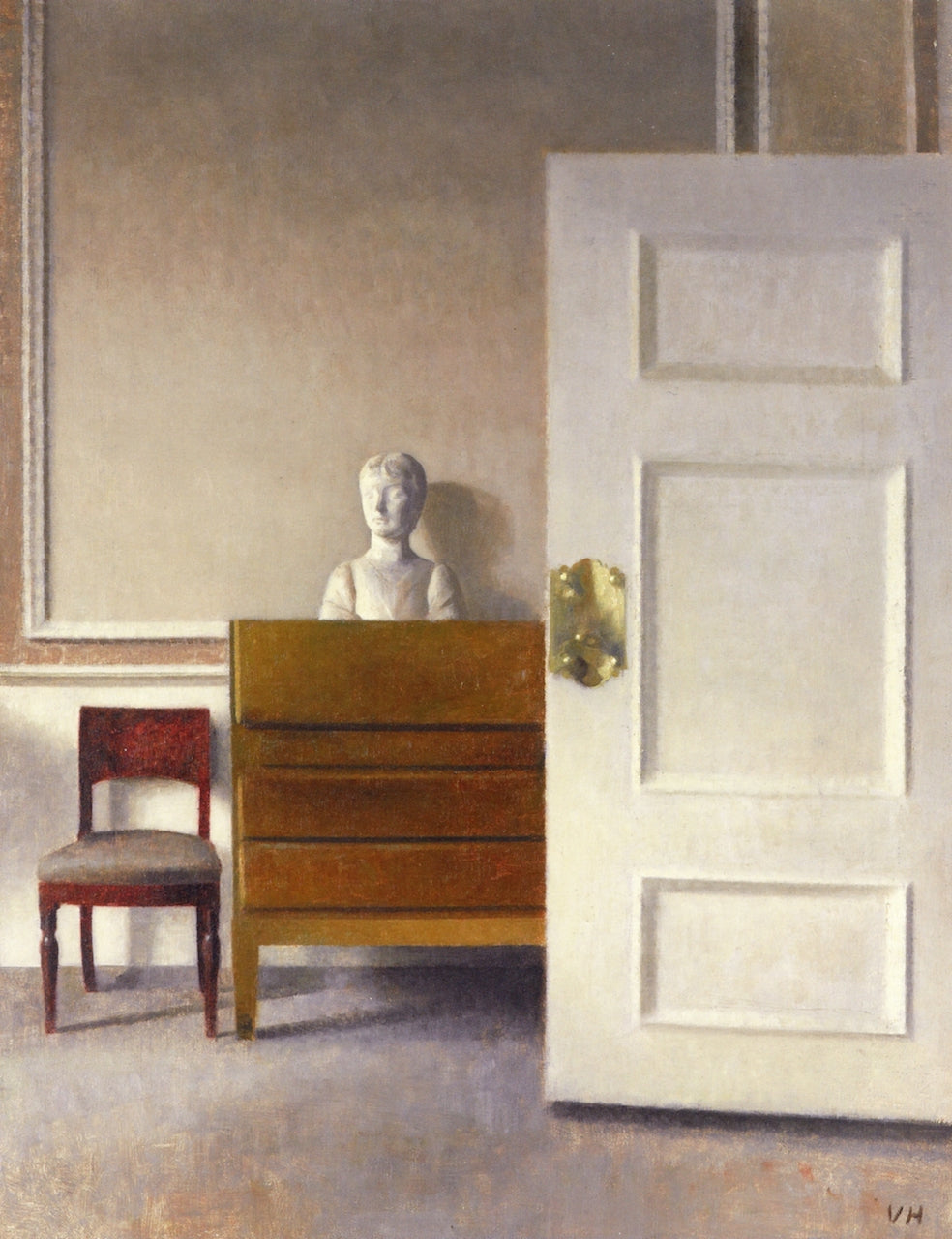 Interior with a Bust by Vilhelm Hammershoi,A3(16x12")Poster
