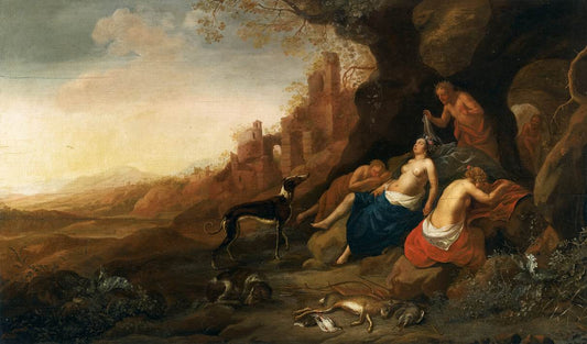 Diana and Her Nymphs, vintage artwork by Bartholomeus Breenbergh, 12x8" (A4) Poster