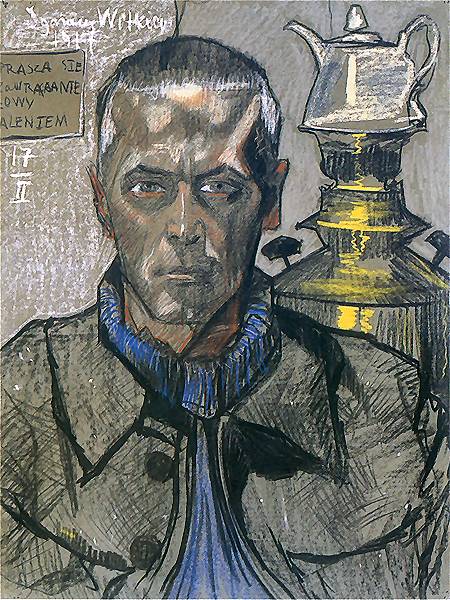 Self-Portrait with Samovar, vintage artwork by Stanislaw Witkiewicz, 12x8" (A4) Poster