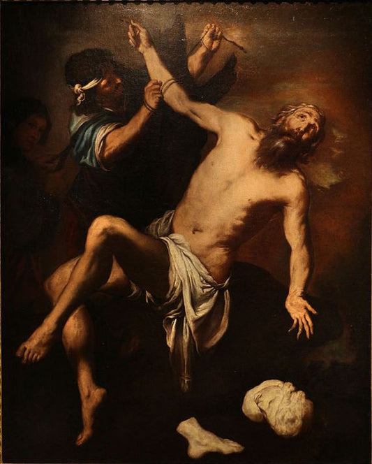 The Martyrdom of St. Bartholomew, vintage artwork by Pietro Novelli, 12x8" (A4) Poster