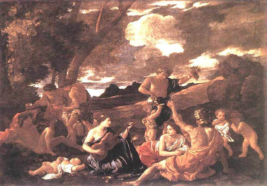 Bacchanal: the Andrians, vintage artwork by Nicolas Poussin, 12x8" (A4) Poster