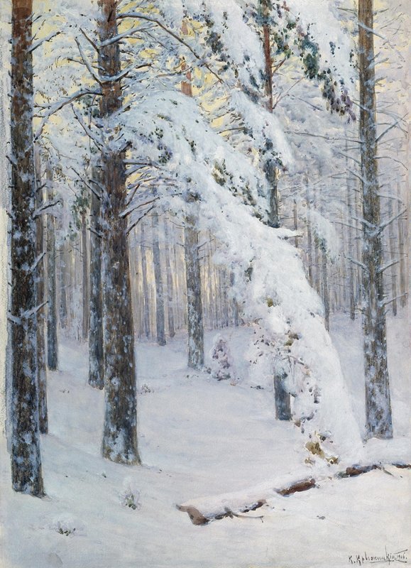 Forest in Winter, vintage artwork by Konstantin Kryzhitsky, 12x8" (A4) Poster