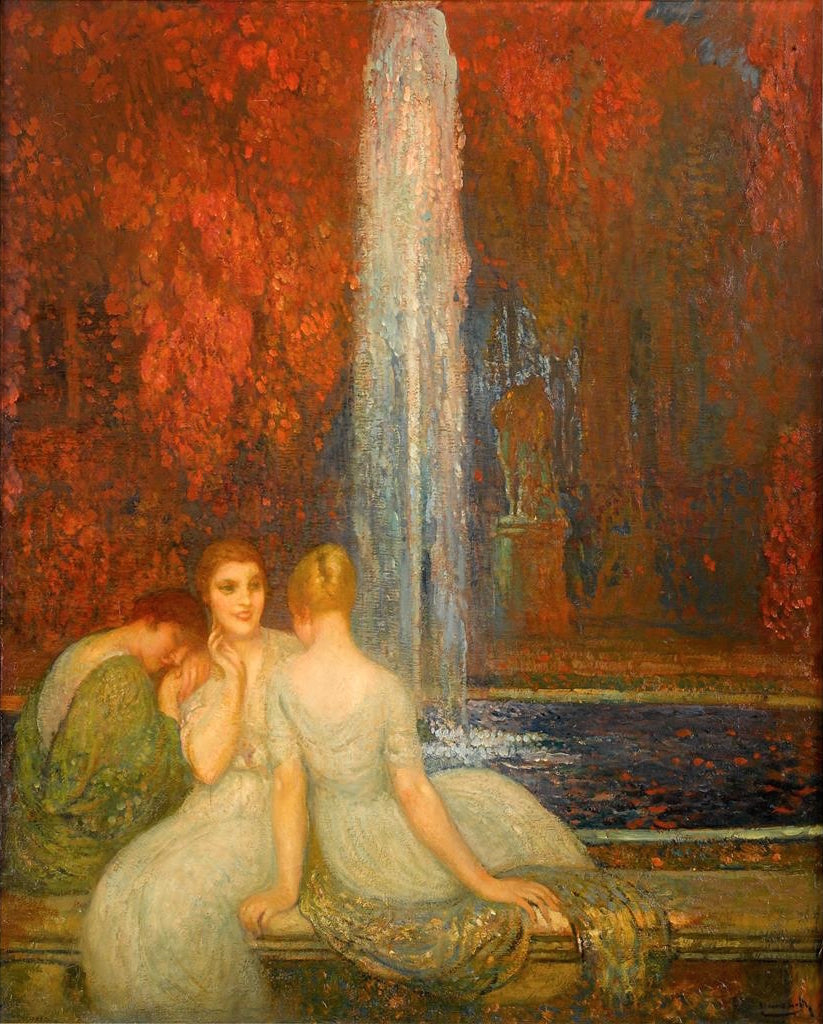 Three Women before a Fountain by Mihail Simonidi,16x12(A3) Poster