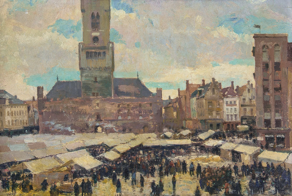 Brussels, vintage artwork by Giuseppe De Sanctis, 12x8" (A4) Poster