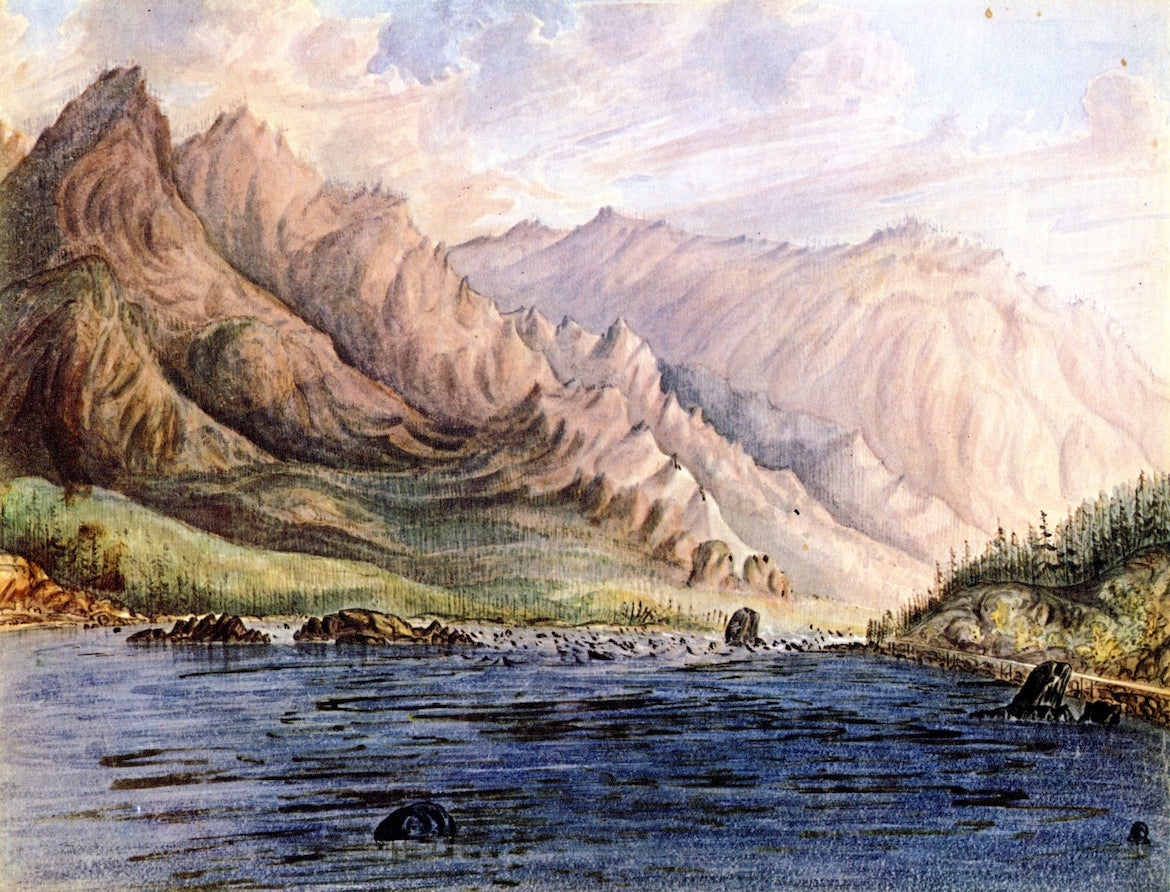 Rapids, Columbia River, vintage artwork by James Madison Alden, 12x8" (A4) Poster