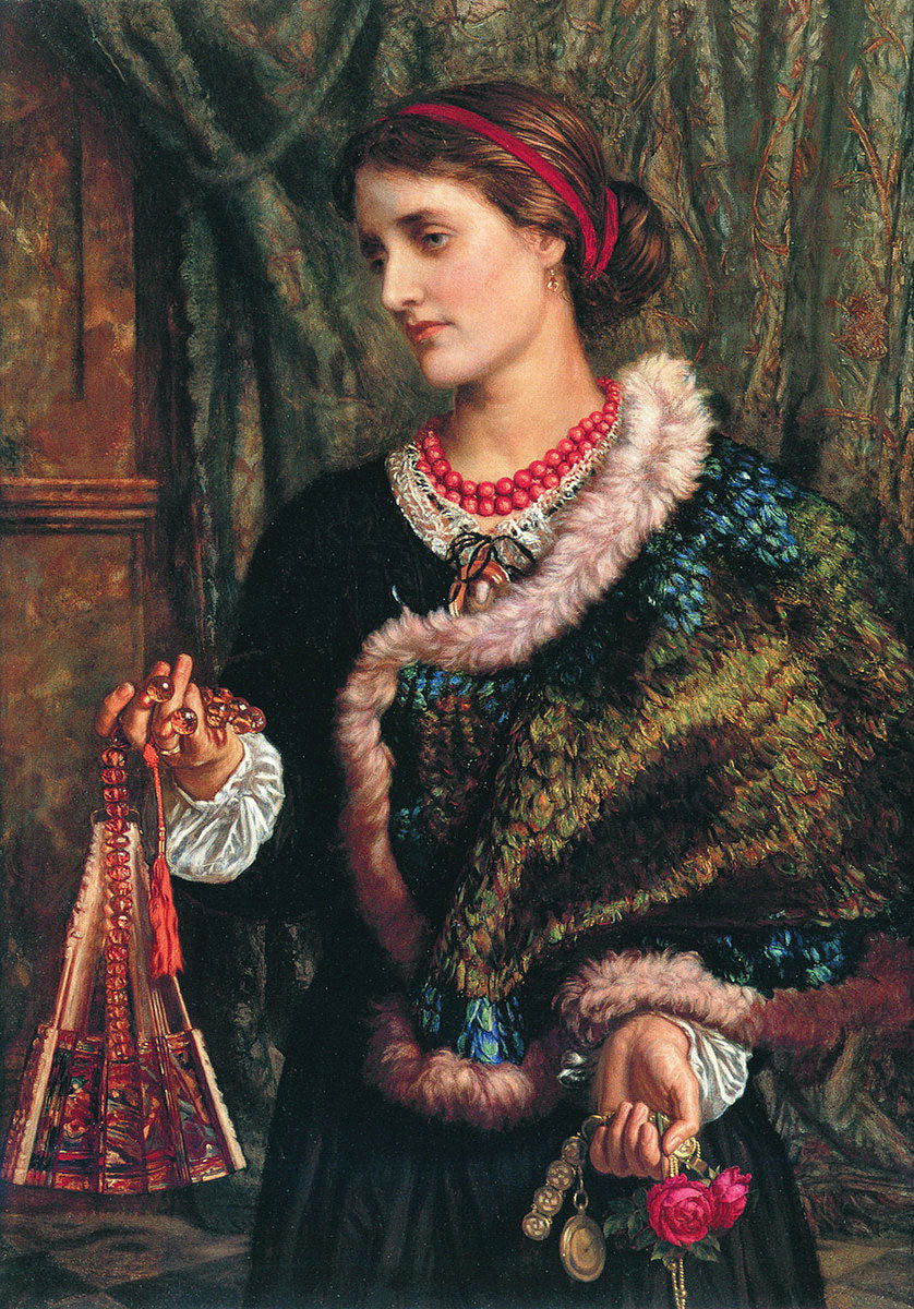 The Birthday (The Artist's Wife, Edith), vintage artwork by William Holman Hunt, 12x8" (A4) Poster