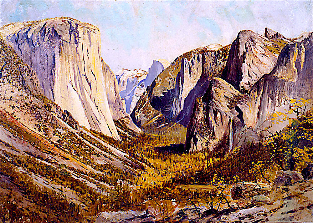 View from Inspiration Point, Yosemite, vintage artwork by Gilbert Munger, 12x8" (A4) Poster