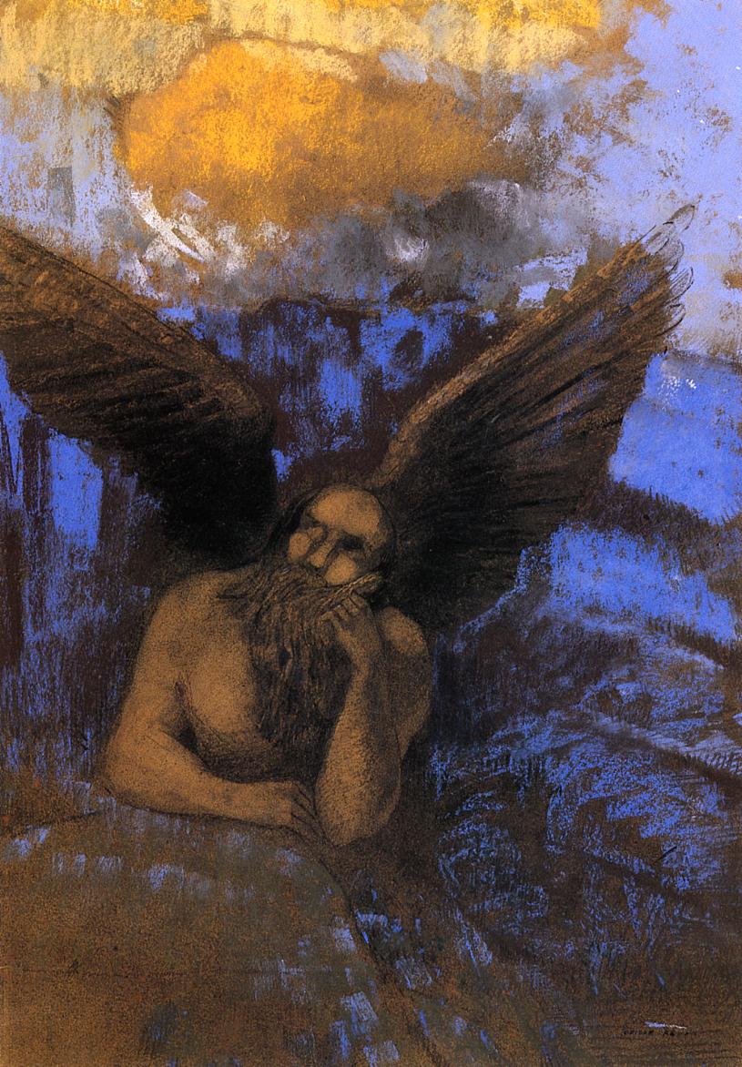 Aged Angel, vintage artwork by Odilon Redon, 12x8" (A4) Poster