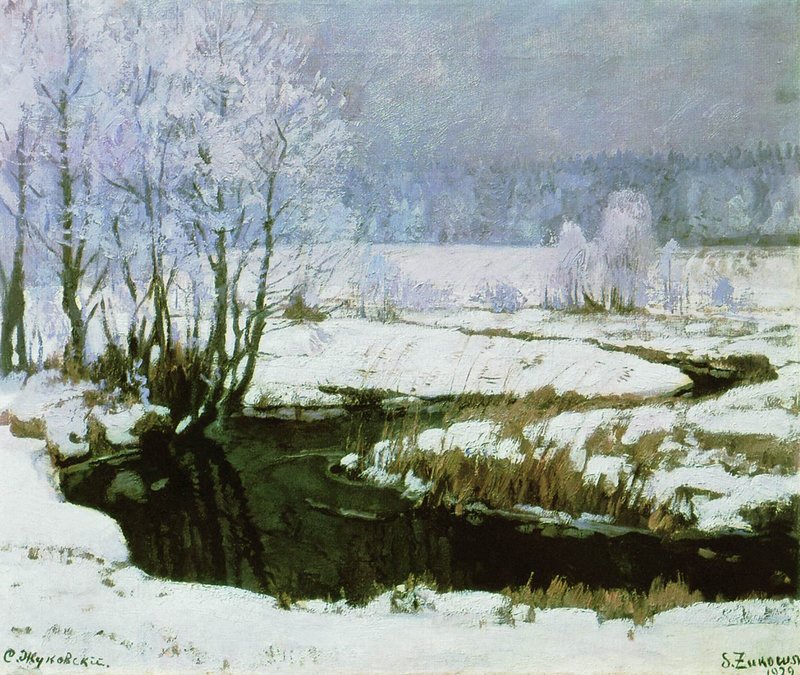 The Beginning of Winter, vintage artwork by Stanislav Zhukovsky, 12x8" (A4) Poster