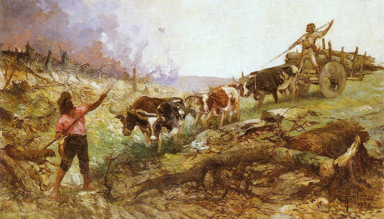 The Labor (study), vintage artwork by Antonio Parreiras, 12x8" (A4) Poster