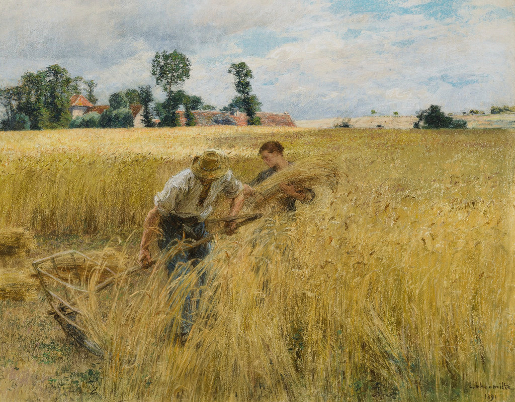 Moisson près du ru Chailly, vintage artwork by Leon Augustin Lhermitte, 12x8" (A4) Poster