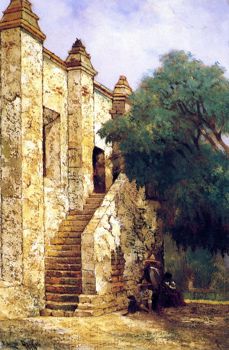 The Stairway, Mission San Gabriel, California, vintage artwork by Edwin Deakin, 12x8" (A4) Poster