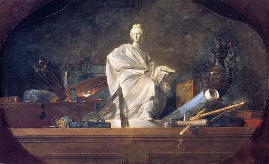 The Attributes of the Arts, vintage artwork by Jean-Baptiste-Simeon Chardin, 12x8" (A4) Poster