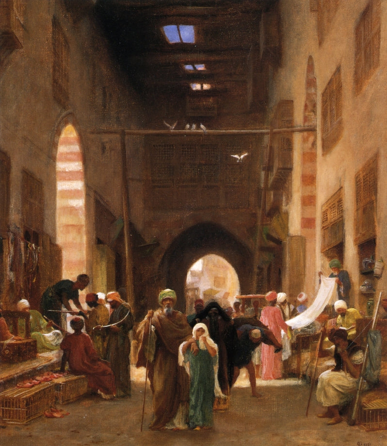 Bazaar in Cairo, vintage artwork by Frederick Goodall, A3 (16x12") Poster Print