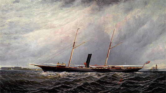 The Yacht , vintage artwork by Elisha Taylor Baker, 12x8" (A4) Poster