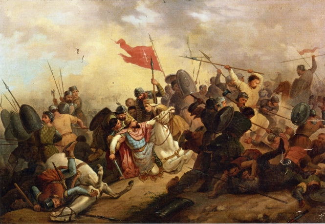 Battle Scene (one of a pair), vintage artwork by Henri-Felix-Emmanuel Philippoteaux, A3 (16x12") Poster Print
