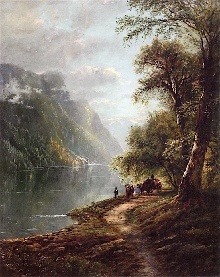 A Stroll by  the Riverside, vintage artwork by Edmund Darch Lewis, 12x8" (A4) Poster