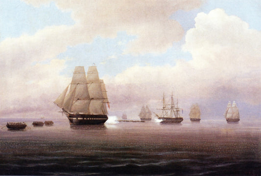 Escape of the U.S. Frigate , vintage artwork by Thomas Birch, 12x8" (A4) Poster