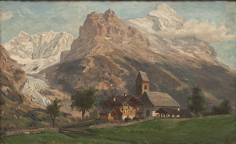 Landscape in the Southern Alps, vintage artwork by Olof Arborelius, 12x8" (A4) Poster