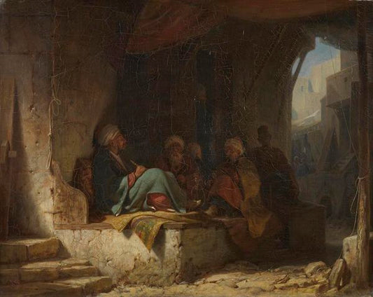 Turks in a Cafe, vintage artwork by Carl Spitzweg, A3 (16x12") Poster Print