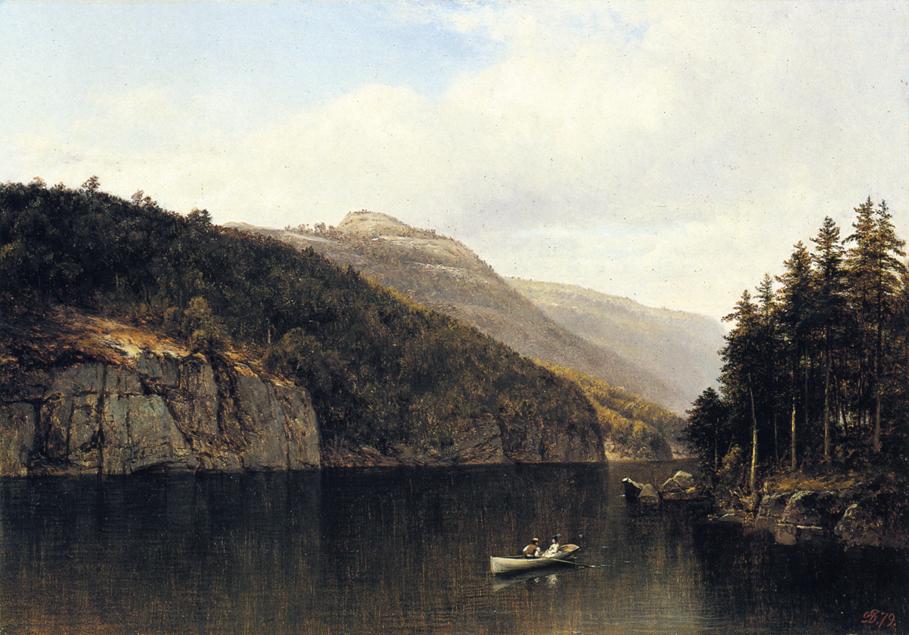 Looking West, from Dollar Island, Lake George, vintage artwork by David Johnson, 12x8" (A4) Poster