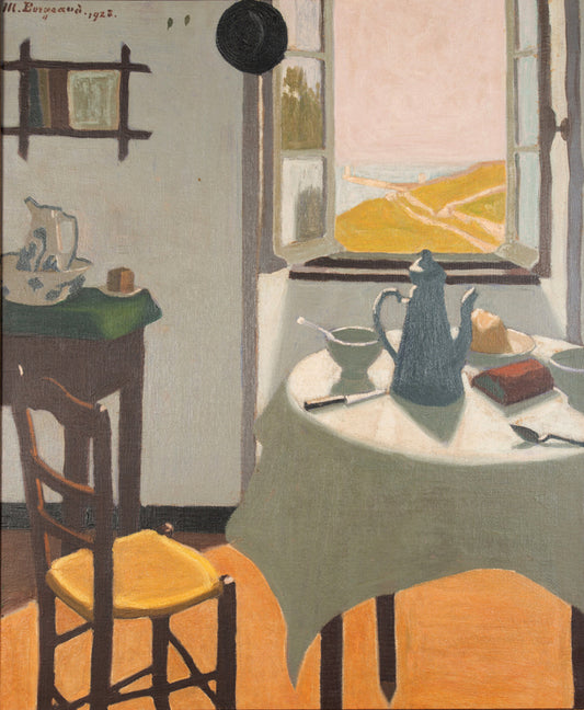 Le Petit dejeuner à Audierne, vintage artwork by Marius Borgeaud, 12x8" (A4) Poster