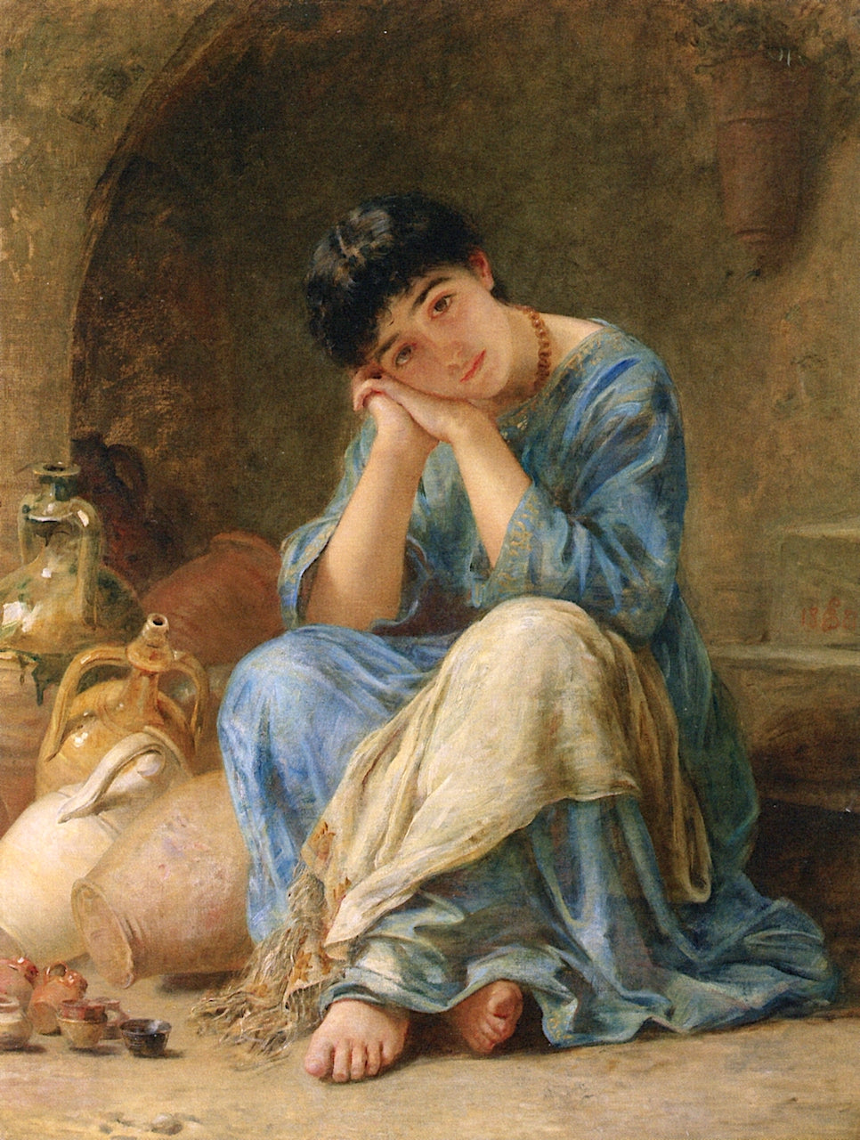 The Ionian Pottery Seller, vintage artwork by Edwin Long, RA, 12x8" (A4) Poster