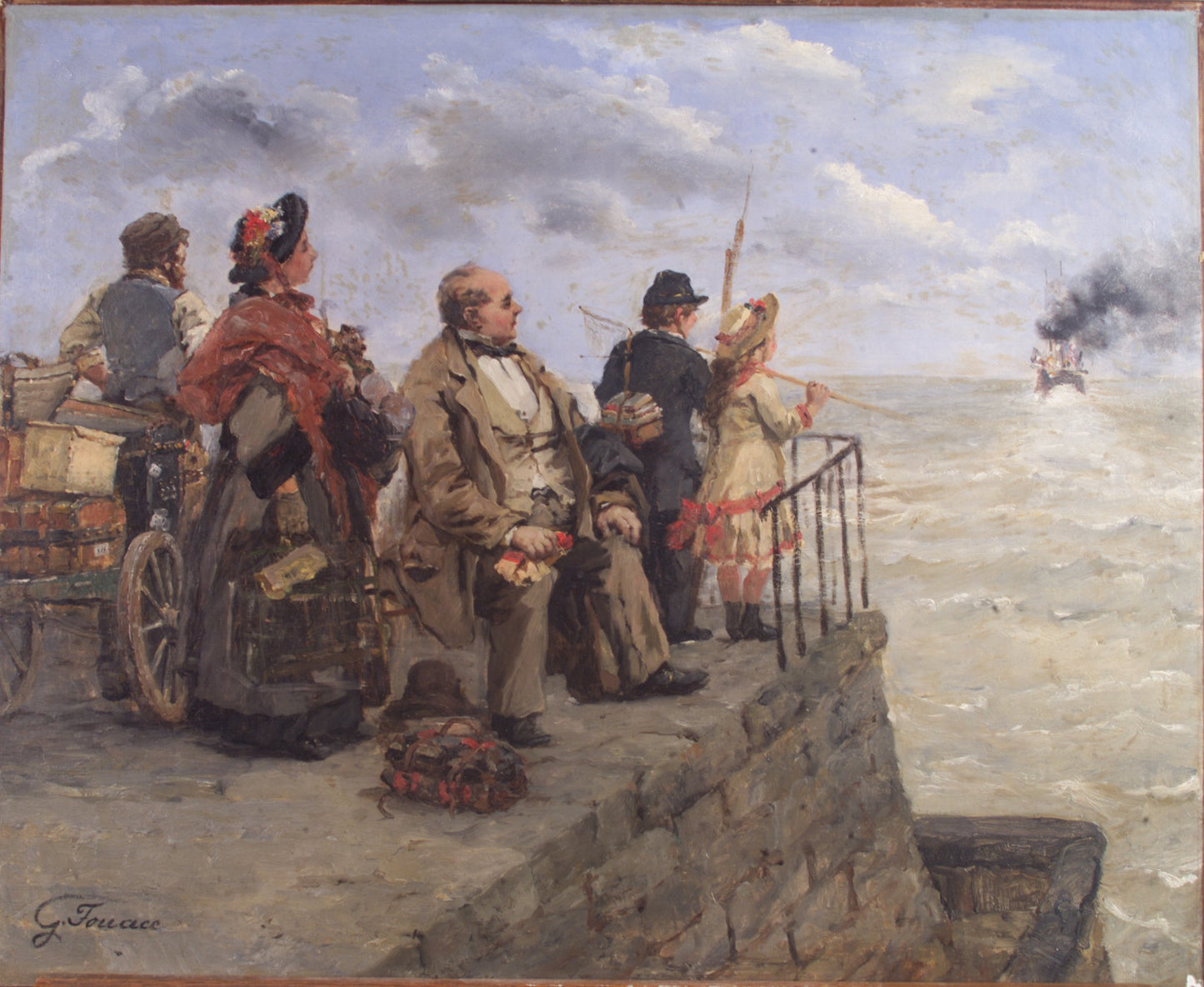 Le Depart pour Jersey, vintage artwork by Guillaume-Romain Fouace, 12x8" (A4) Poster