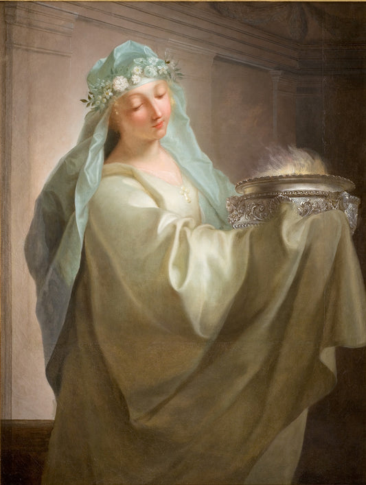Vestal Carrying the Sacred Fire, vintage artwork by Jean Raoux, 12x8" (A4) Poster