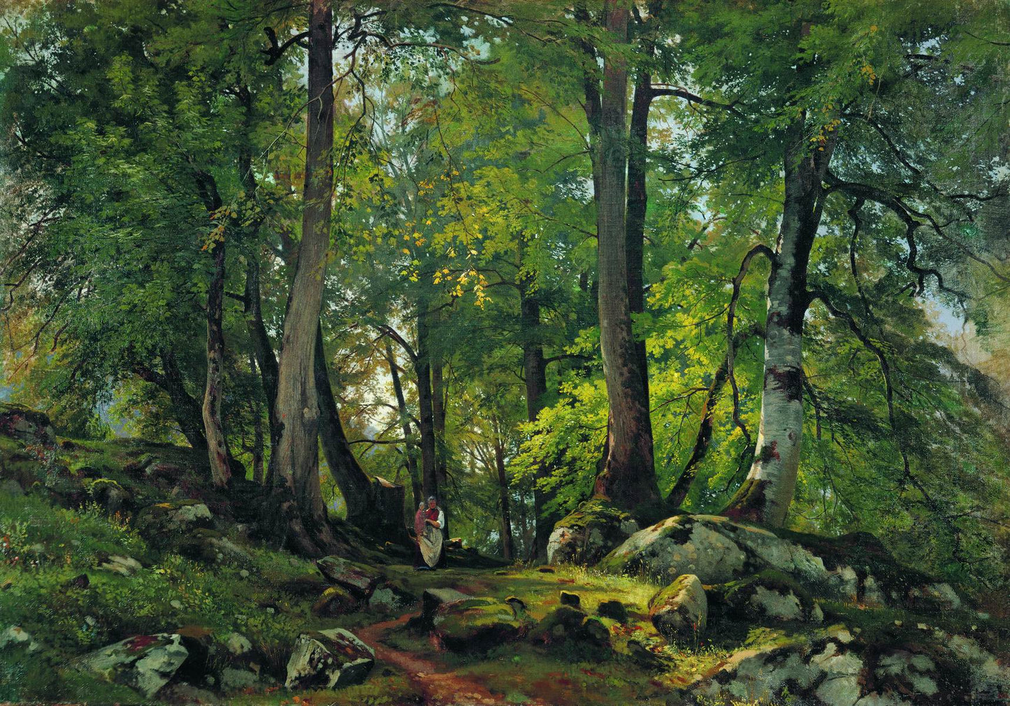 Beech Forest in Switzerland, vintage artwork by Ivan Ivanovich Shishkin, 12x8" (A4) Poster